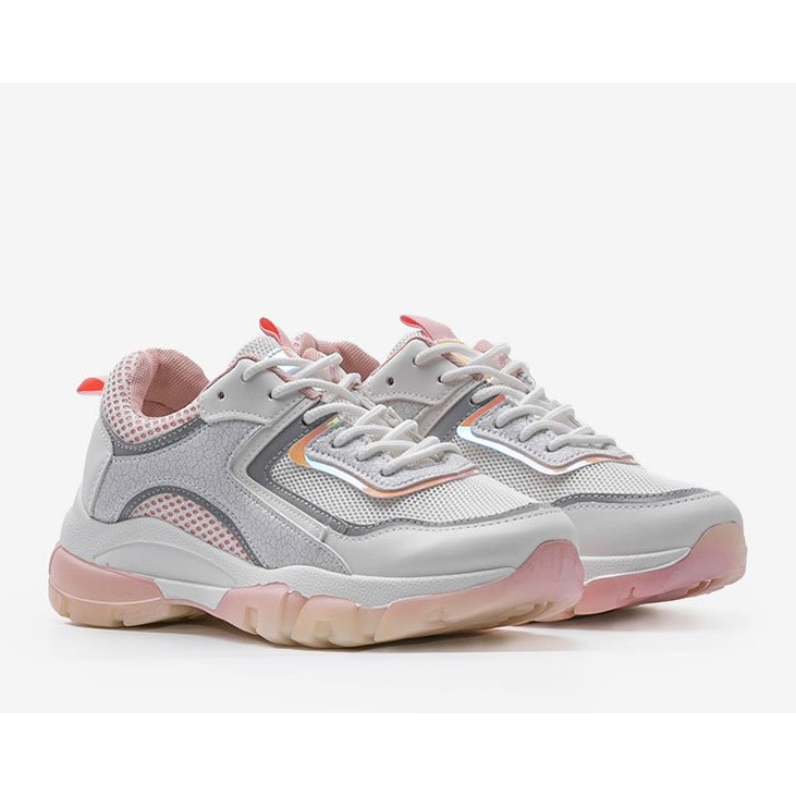 Deportivas blancas y rosas 9796 blanco gris dorado 2
