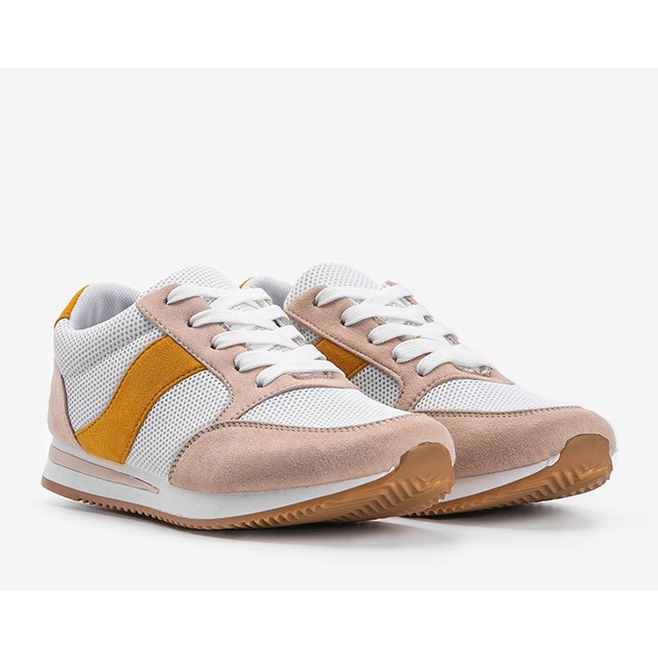 Zapatillas clásicas blancas con beige Aniya 1
