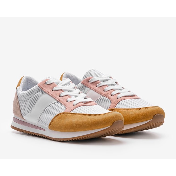 Zapatillas clásicas blancas con Aniya amarillo blanco rosado 1