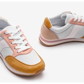 Zapatillas clásicas blancas con Aniya amarillo blanco rosado 3