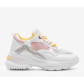Zapatillas blancas con inserciones holográficas Karlie blanco rosado 1