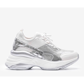 Zapatillas blancas y plateadas sobre suela gruesa Lea blanco 1