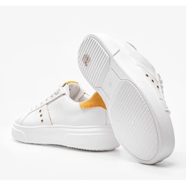 Zapatillas blancas con inserto de ante ecológico Ellen amarillo blanco 2