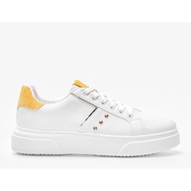 Zapatillas blancas con inserto de ante ecológico Ellen amarillo blanco 3