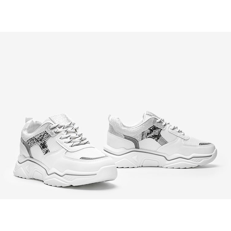 Zapatillas blancas de suela gruesa con estampado de piel de serpiente Anika blanco 1