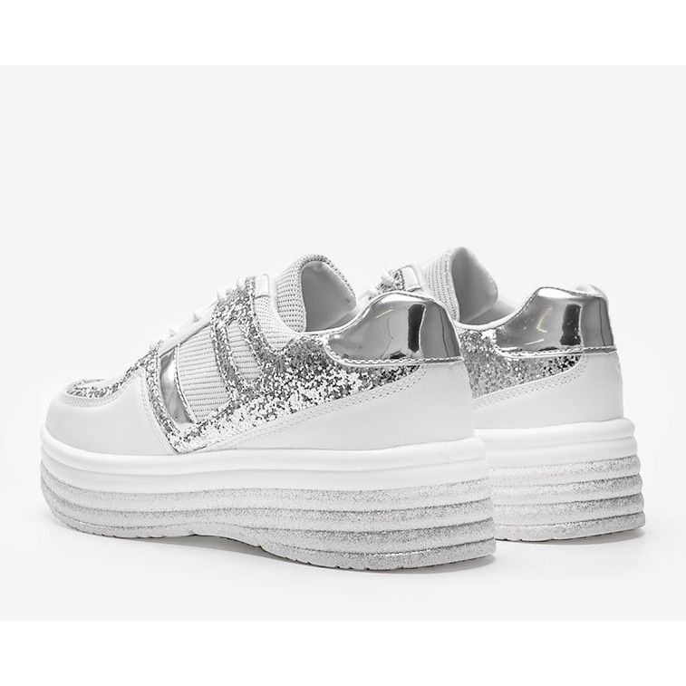 Zapatillas de brocado blanco sobre suela Laurel gruesa 1