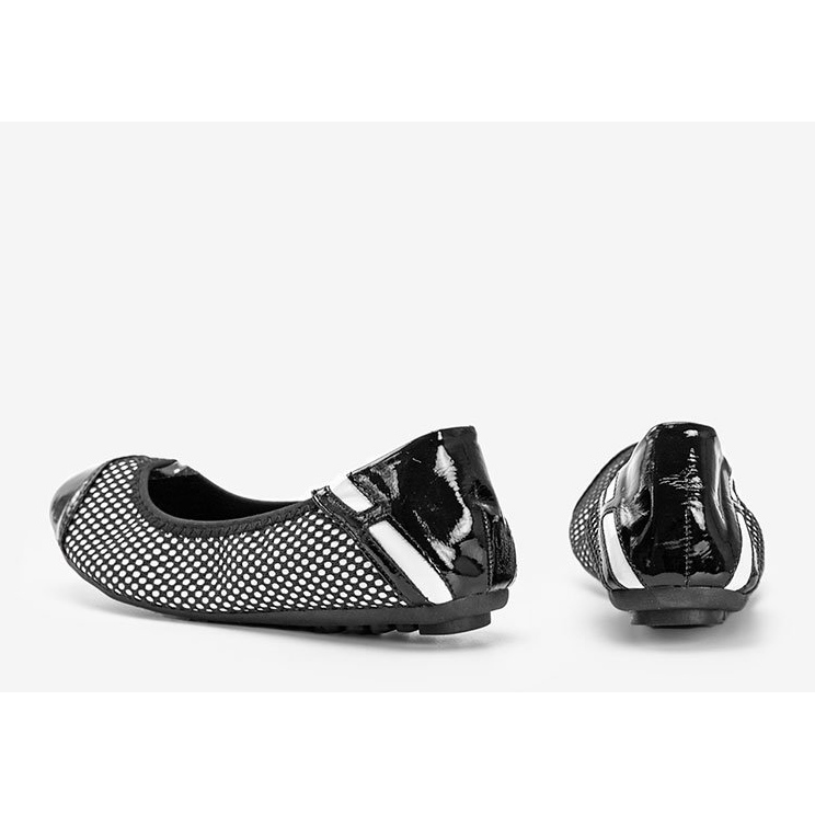 Bailarinas Debbie lacadas en negro blanco 1 Bailarinas Debbie lacadas en negro blanco 1