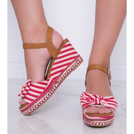 Sandalias cuña rojas y blancas Dulce blanco rojo 1