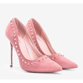 BM Tacones rosas con tachuelas Impresionante rosado 2