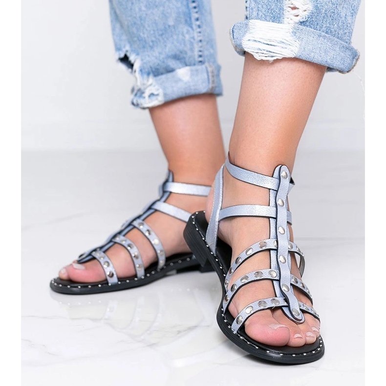 Sandalias de gladiador azul metalizado Xana 1