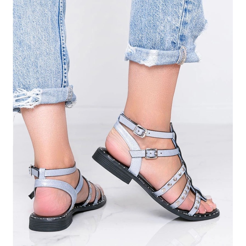 Sandalias de gladiador azul metalizado Xana 2