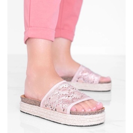 Pantuflas de encaje con forma glam de oro rosa 1