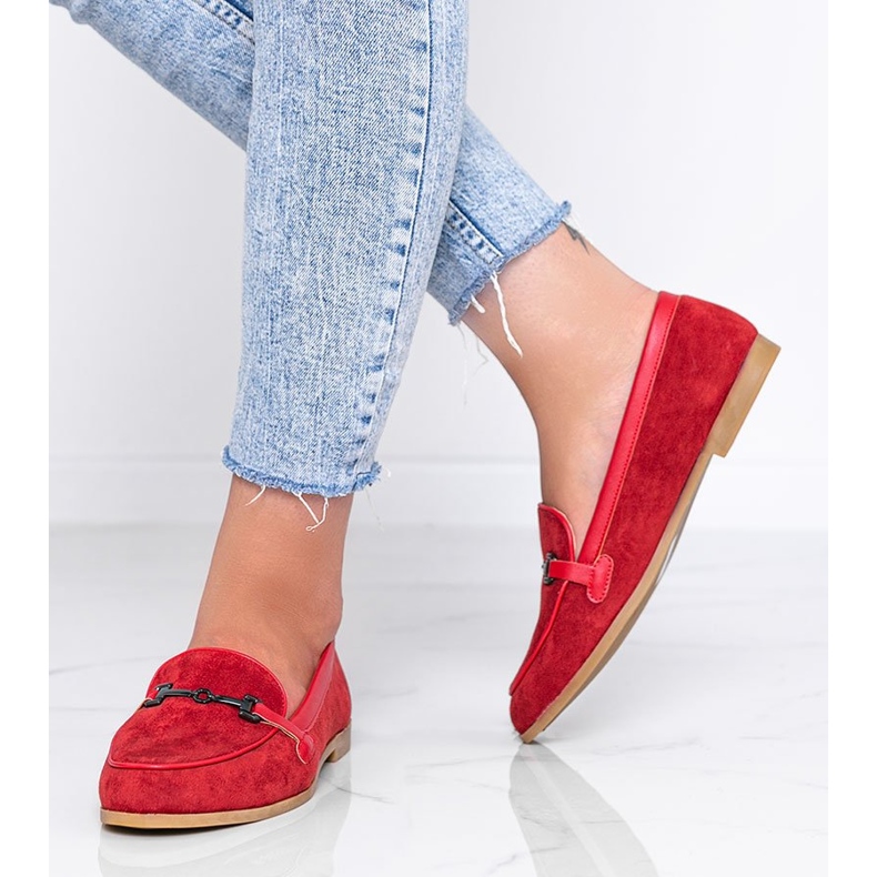 Mocasines de ante ecológico Juliette rojos 1