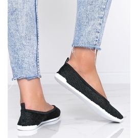 Bailarinas de tela negra con patrón de calado Rylee negro 1 Bailarinas de tela negra con patrón de calado Rylee negro 1