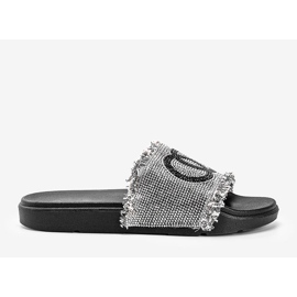Zapatillas Olimpia negras con circonita plata 2