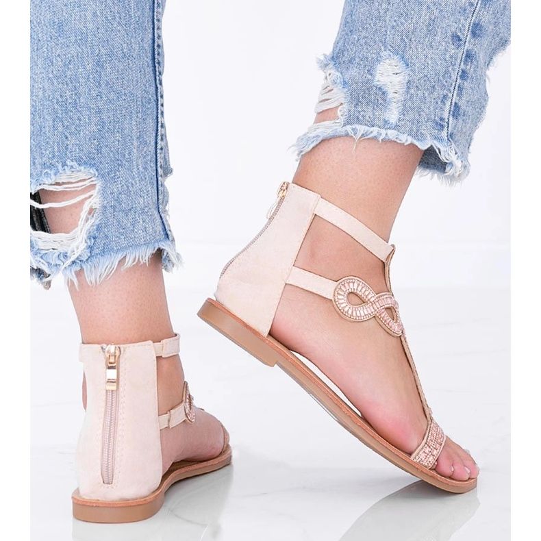 Sandalias beige adornadas con circonita Cersi 1