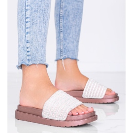 Pantuflas Trisha de oro rosa ricamente decoradas 1