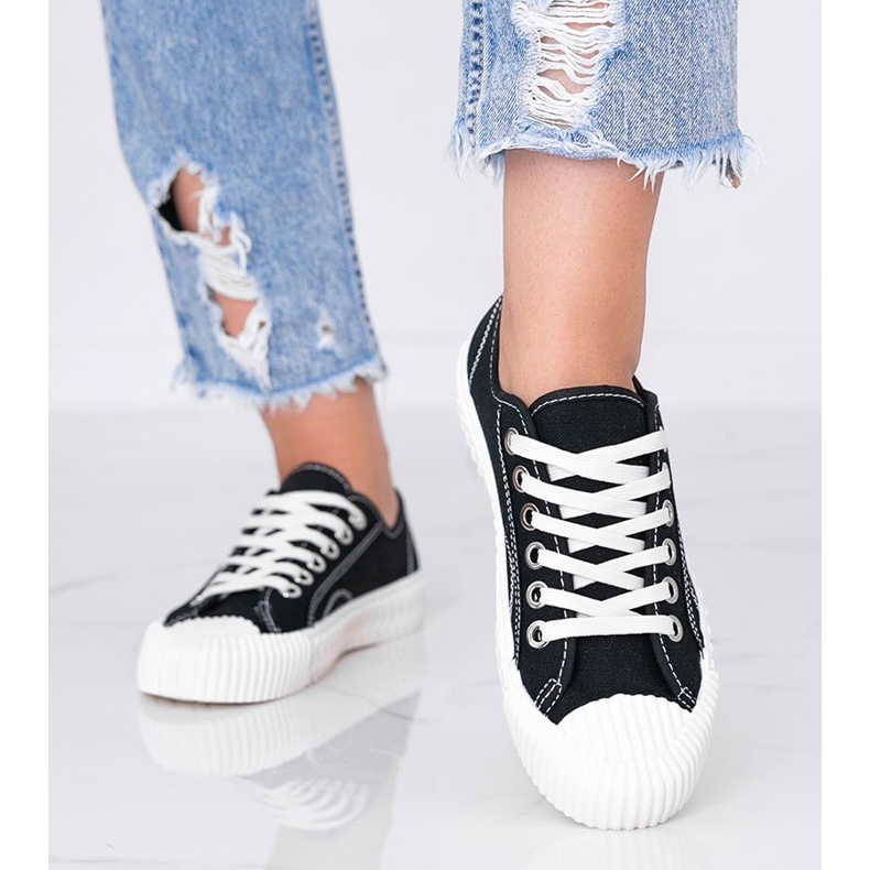 Zapatillas de mujer negras sobre suela gruesa Nolita negro 2