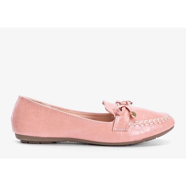 Mocasines rosas con estampado de piel de cocodrilo de Miriam 1