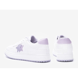 Deportivas blancas y moradas con estrellas Polja blanco púrpura 1
