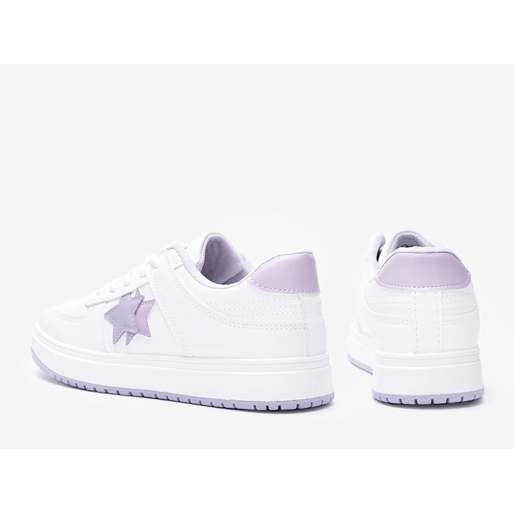Deportivas blancas y moradas con estrellas Polja blanco púrpura 1