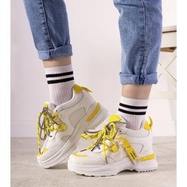 Zapatillas de cordones dobles en blanco y amarillo One Chance 1
