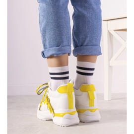 Zapatillas de cordones dobles en blanco y amarillo One Chance 2