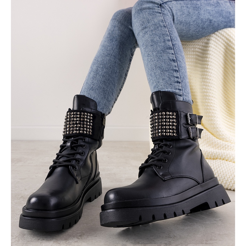 Botas negras decoradas con circonita Hendo negro 1 Botas negras decoradas con circonita Hendo negro 1
