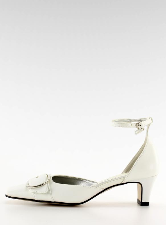 Bombas con hebilla 39696-1 blanco marrón 1