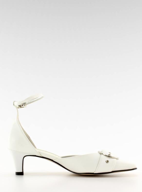 Bombas con hebilla 39696-1 blanco marrón 2