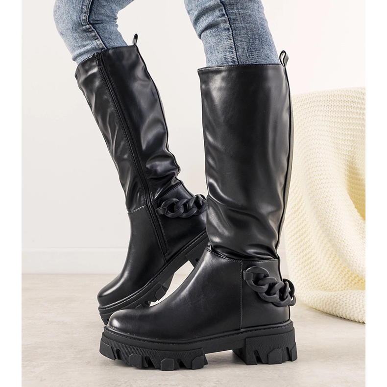 Botas negras con cadena Conny negro 1