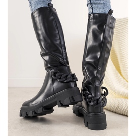 Botas negras con cadena Conny negro 3
