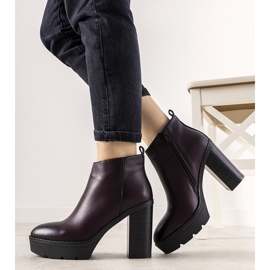 Botas marrones clásicas en el poste para mujeres My Need rojo 2