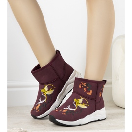Botas de nieve burdeos con bordado Jamil rojo 1