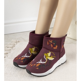 Botas de nieve burdeos con bordado Jamil rojo 3
