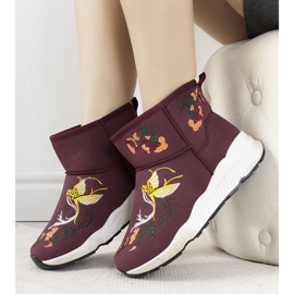 Botas de nieve burdeos con bordado Jamil rojo 2