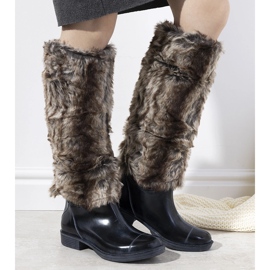 Botas de lluvia azul oscuro con pelo Melgar marrón 1