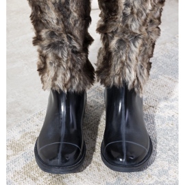 Botas de lluvia azul oscuro con pelo Melgar marrón 2