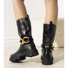 Botas negras acolchadas con cadena Harrison negro 1 Botas negras acolchadas con cadena Harrison negro 1