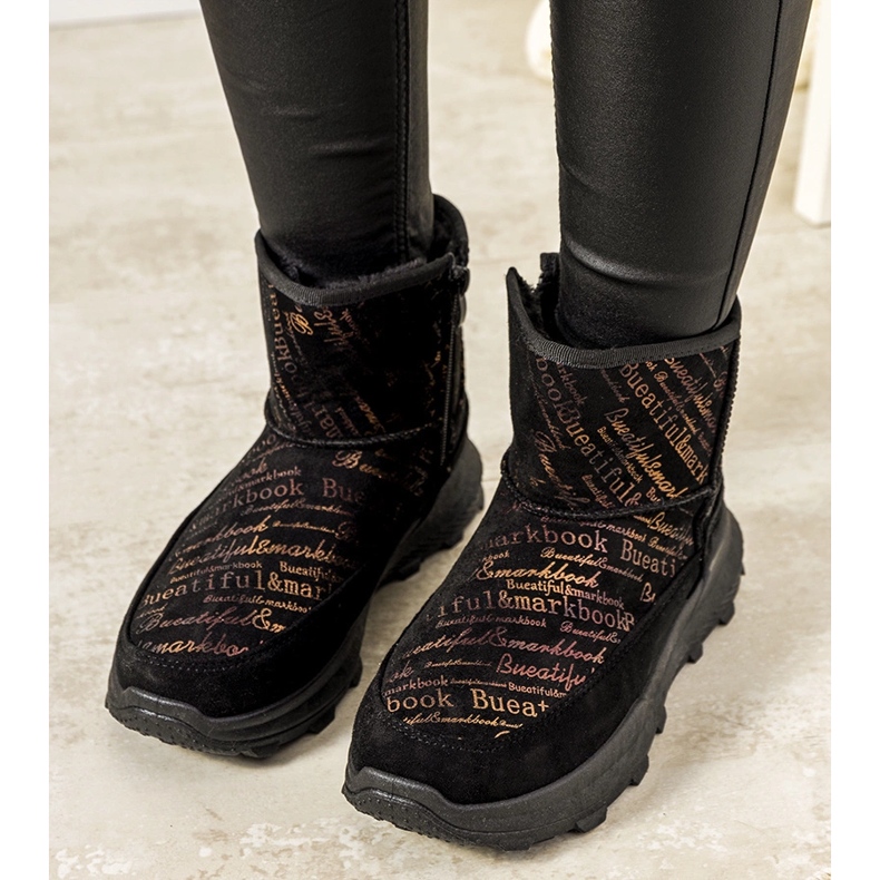 Botas de nieve Crescent negras y doradas para mujer negro 1 Botas de nieve Crescent negras y doradas para mujer negro 1