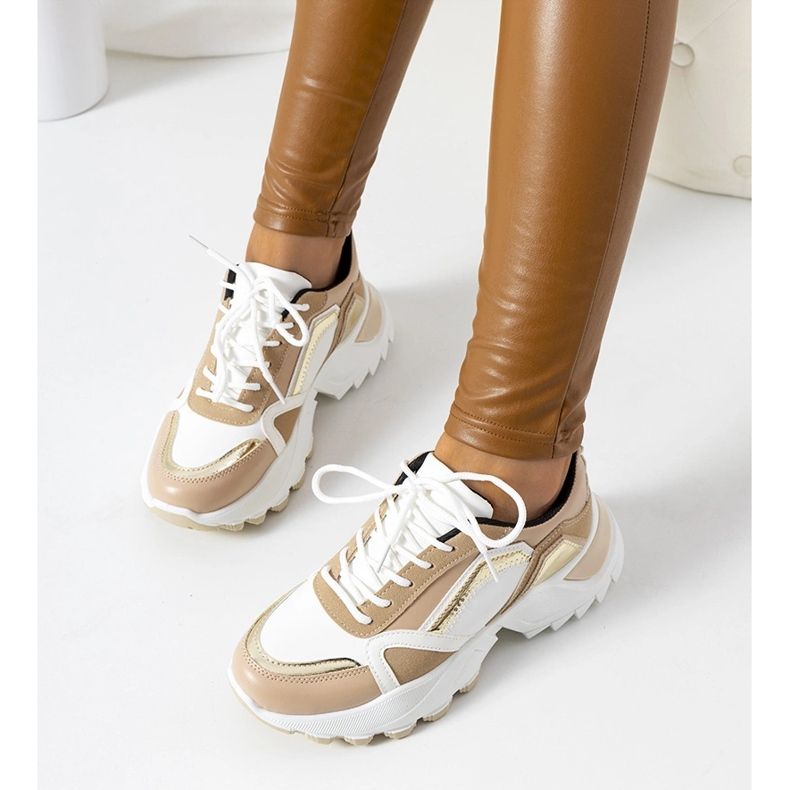 Deportivas rosas Gordani con inserciones metalizadas beige 1 Deportivas rosas Gordani con inserciones metalizadas beige 1