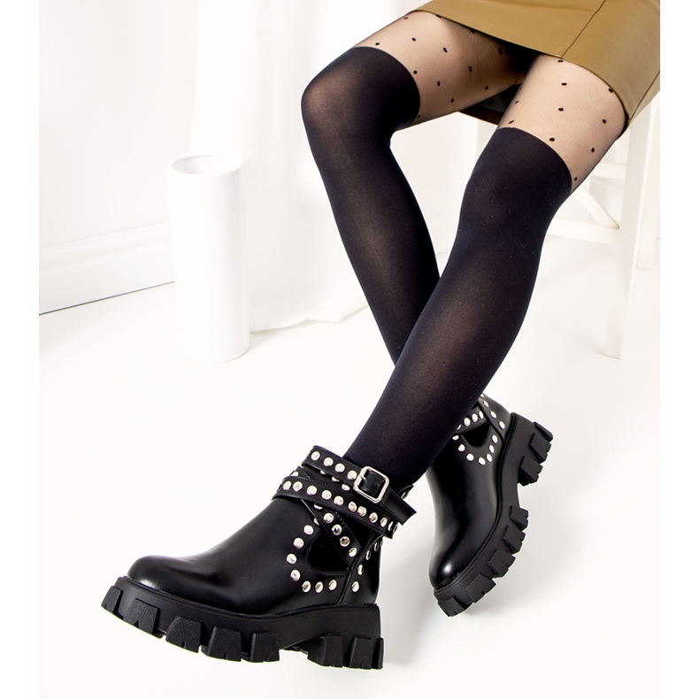 Botas negras con tachuelas Kinney negro 1