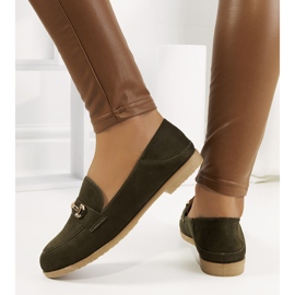 Mocasín tacón plano Aniria verde caqui 1 Mocasín tacón plano Aniria verde caqui 1