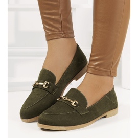 Mocasín tacón plano Aniria verde caqui 2