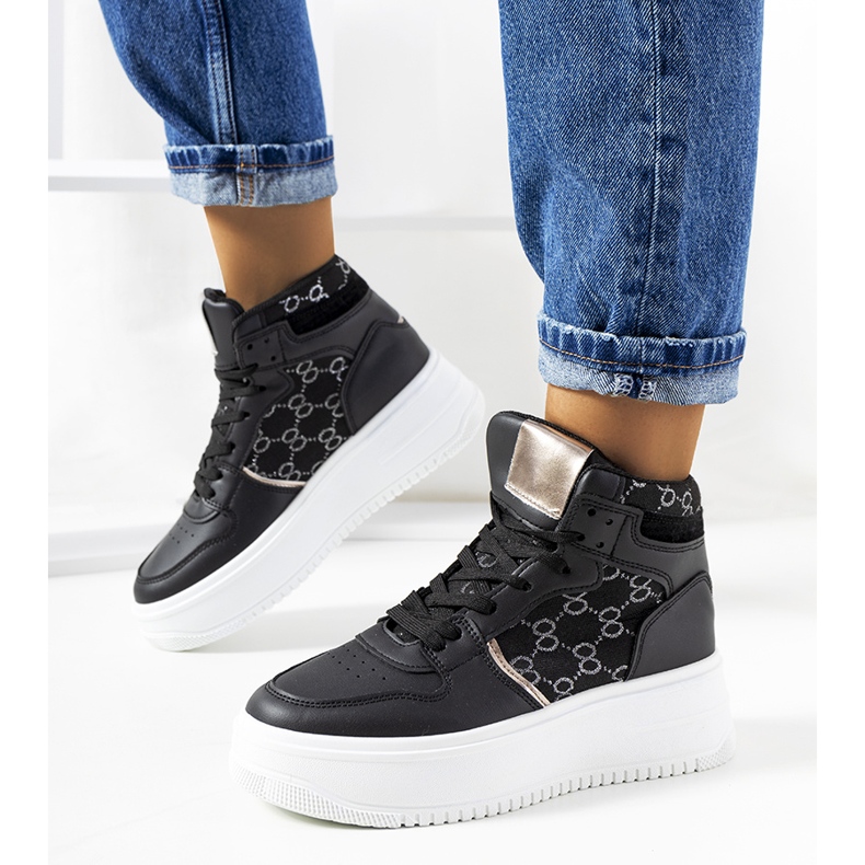 Zapatillas negras en la plataforma Dennis negro 1