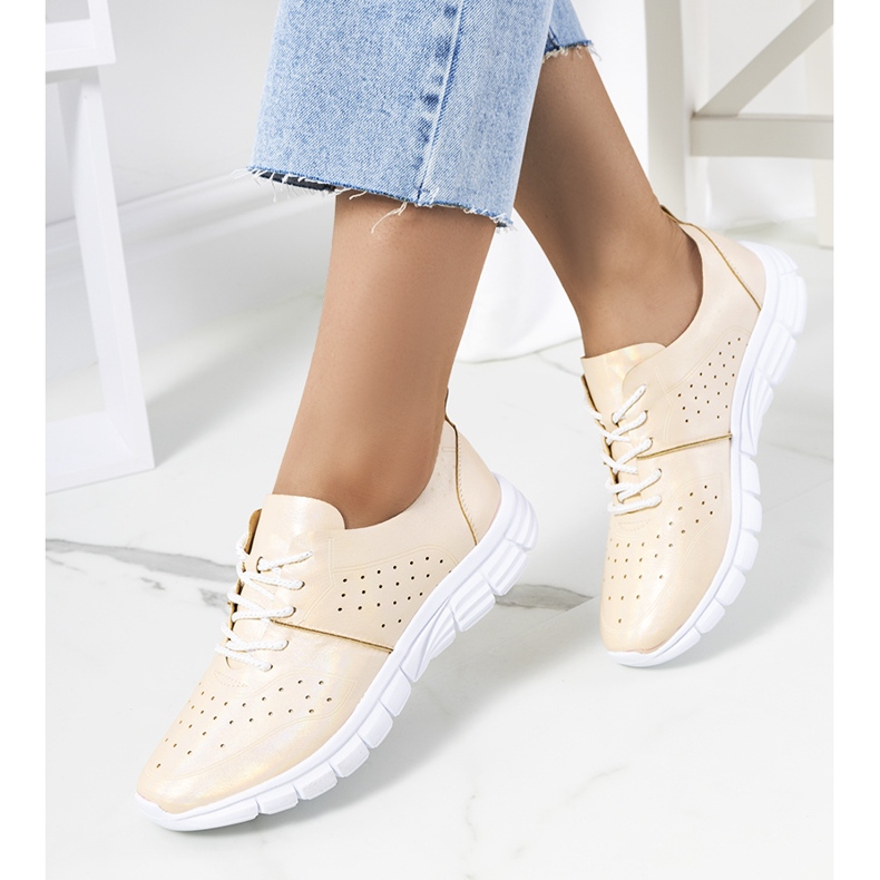 Zapatillas holográficas doradas Enid beige dorado 1