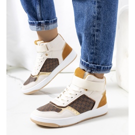 Zapatillas tobilleras beige de Emmers blanco marrón dorado amarillo 1