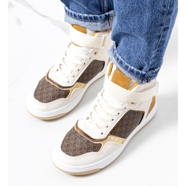 Zapatillas tobilleras beige de Emmers blanco marrón dorado amarillo 2
