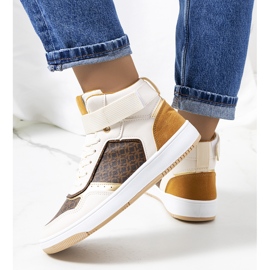 Zapatillas tobilleras beige de Emmers blanco marrón dorado amarillo 4