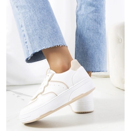 Deportivas Bieke de mujer blancas y beige 2